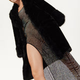 House of Holland Midnight Luxe Black Faux Fur Coat