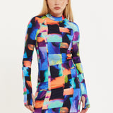 Abstract Patchwork Print Dress