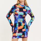 Abstract Patchwork Print Dress