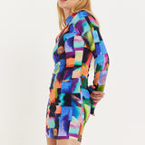 Abstract Patchwork Print Dress