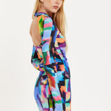 Abstract Patchwork Print Dress