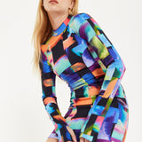 Abstract Patchwork Print Dress