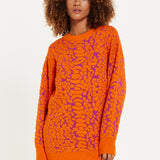 House of Holland Jacquard Duo Jumper Dress in Orange & Pink