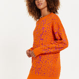 House of Holland Jacquard Duo Jumper Dress in Orange & Pink