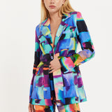 Abstract Patchwork Print Blazer