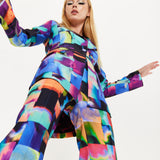 Abstract Patchwork Print Blazer