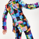 Abstract Patchwork Print Blazer