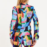 Abstract Patchwork Print Blazer