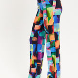 Abstract Patchwork Print Trousers