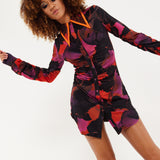 Abstract Wire Print Mesh Shirt Dress