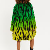 House Of Holland Gradient Zebra Print Faux Fur Coat