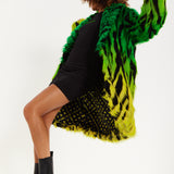 House Of Holland Gradient Zebra Print Faux Fur Coat