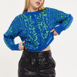 House of Holland Jacquard Duo Jumper in Blue & Green