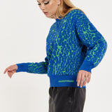 House of Holland Jacquard Duo Jumper in Blue & Green