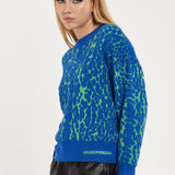 House of Holland Jacquard Duo Jumper in Blue & Green