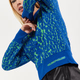 House of Holland Jacquard Duo Jumper in Blue & Green