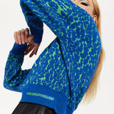 House of Holland Jacquard Duo Jumper in Blue & Green