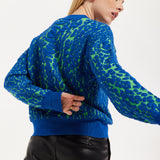 House of Holland Jacquard Duo Jumper in Blue & Green