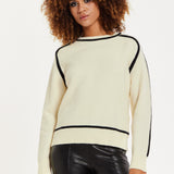 House of Holland Cream Jumper with Black Contrast Detail