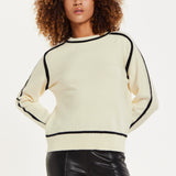 House of Holland Cream Jumper with Black Contrast Detail