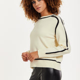 House of Holland Cream Jumper with Black Contrast Detail