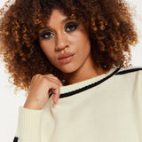 House of Holland Cream Jumper with Black Contrast Detail