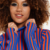 Orange And Blue Knitted Jumper