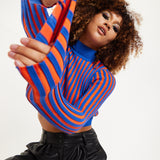 Orange And Blue Knitted Jumper