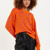 House of Holland Jacquard Duo Jumper in Orange & Pink