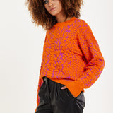 House of Holland Jacquard Duo Jumper in Orange & Pink