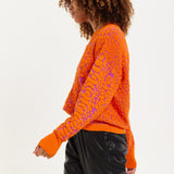 House of Holland Jacquard Duo Jumper in Orange & Pink