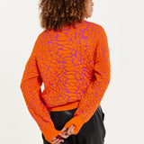 House of Holland Jacquard Duo Jumper in Orange & Pink