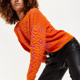 House of Holland Jacquard Duo Jumper in Orange & Pink