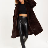 House of Holland Luxe Chocolate Faux Fur Coat