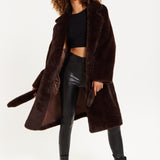 House of Holland Luxe Chocolate Faux Fur Coat