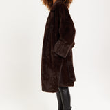 House of Holland Luxe Chocolate Faux Fur Coat