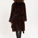 House of Holland Luxe Chocolate Faux Fur Coat