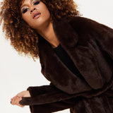 House of Holland Luxe Chocolate Faux Fur Coat