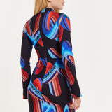 House Of Holland Abstract Print Mini Dress With Cut Out Details And Sleeve Slit