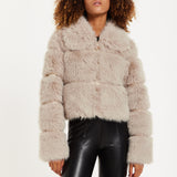 House of Holland Mocha Faux Fur Cropped Jacket