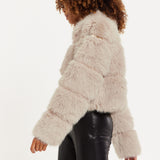 House of Holland Mocha Faux Fur Cropped Jacket