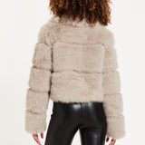 House of Holland Mocha Faux Fur Cropped Jacket