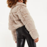 House of Holland Mocha Faux Fur Cropped Jacket