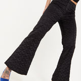 House Of Holland Heart Quilted Trousers in Black