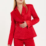 House Of Holland Lips Quilted Blazer In Red