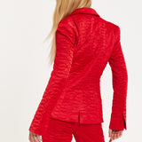 House Of Holland Lips Quilted Blazer In Red