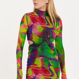 House Of Holland Abstract Multicolour Print Mini Dress With Cut Out Details