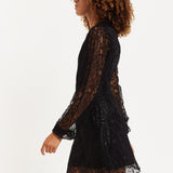 House of Holland Midnight Lace Long-Sleeve Mini Dress