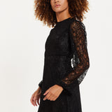 House of Holland Midnight Lace Long-Sleeve Mini Dress